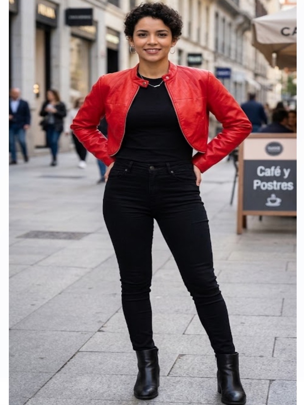 Fashion Nova Red Cropped Faux Sintetic Moto Jacket